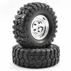 FTX Outback Pre-Mounted Steel Lug/Tyre (2) - Chrome -FTX Sales FTX8172C 1