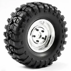 FTX Outback Pre-Mounted Steel Lug/Tyre (2) - Chrome