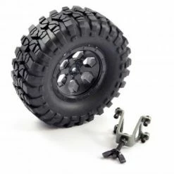 FTX Outback Spare Tyre Mount + Tyre/6 Hex Wheel Black